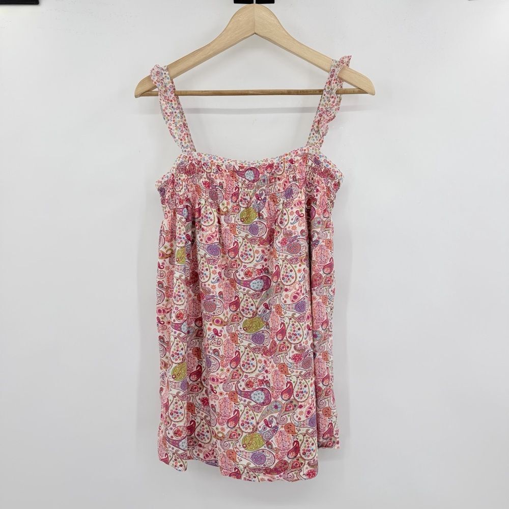 Liberty of London for Target Girls XL Pink Paisley Smocked Ruffle Cotton Top
